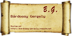 Bárdossy Gergely névjegykártya